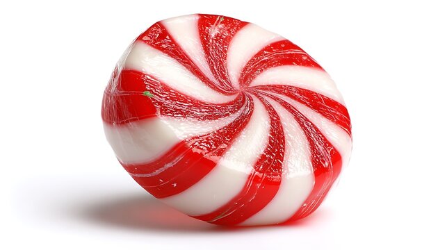 Wrapped pepermint candy spinning isolated on the white background