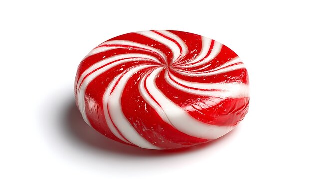 Wrapped pepermint candy spinning isolated on the white background 