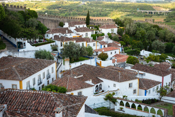 Medieval Town of Obidos in Portugal with Castle Walls and Scenic Sunrise View