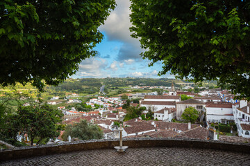 Medieval Town of Obidos in Portugal with Castle Walls and Scenic Sunrise View