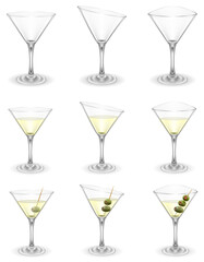 transparent martini cocktail alcoholic drink glass cartoon stock vector illustration isolated on white background