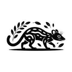 Bush Night Hunter Animal Silhouette with Foliage Vector Illustration Graphic Resource