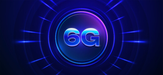 6G logo with glowing blue futuristic effect