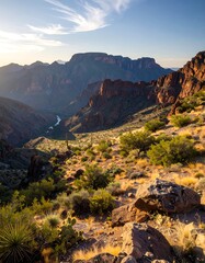 Naklejka premium Mountain vista at sunset (2)