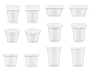 plastic container of yogurt cartoon stock vector illustration isolated on white background