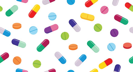 Colorful Assortment of Pharmaceutical Pills and Capsules Medication for Healthcare.