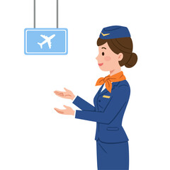 Flat design vector illustration of a female flight attendant