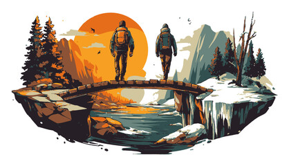 Adventurous Hiker Exploring Diverse Landscapes with Mountain and Sea Views