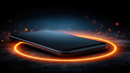 Dark, modern phone, glowing ring