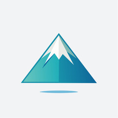 Fototapeta premium A Modern Geometric Illustration Depicting a Teal Mountain Range and a Shadow