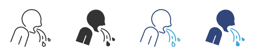 Nausea icon, Vomit icon set. Symptoms Virus Infection. vector illustration 