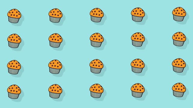 Chocolate muffin cake reciprocating rotation animation background