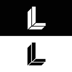 Stylized Three-Dimensional Letter L Symbol in Bold Monochromatic Aesthetic, Ideal for Modern Corporate Identity, Iconography, and Digital Graphic Design