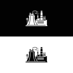 Industrial Plant Illustration Modern Facility with Tower and Chimneys