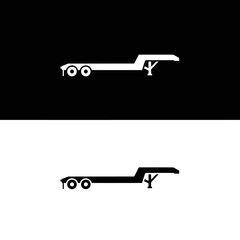 Modern Vector Silhouette of a Heavy-Duty Flatbed Semi-Trailer, Designed for Hauling Large Cargo and Industrial Equipment, Perfect for Logistics, Shipping, and Transportation Branding and Icons