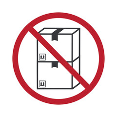 Isolated pictogram prohibition label showing no stacking cardboard boxes, symbol for fragile cargo safety, shipping protection, and secure package handling.