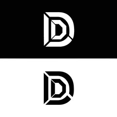 Sleek and modern geometric letter D logo design, perfect for corporate identity, technology brands, or creative agencies seeking a professional and minimalist visual emblem