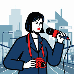 Urban Journalist Reporting Live A City's Story Unfolds