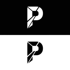 Abstract geometric letter P logo icon, a minimalist and modern design with a crystalline structure, suitable for technology or business branding
