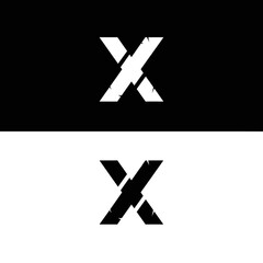 Distressed Letter X Graphic Design, Vintage Style Alphabet Symbol, Textured Vector Illustration