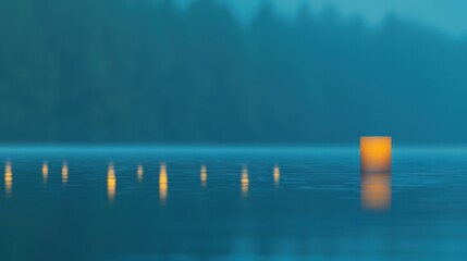 Peaceful Floating Lanterns on Calm Water at Dusk