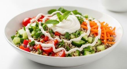 Vibrant Quinoa Bowl with Creamy Dressing and Fresh Veggies