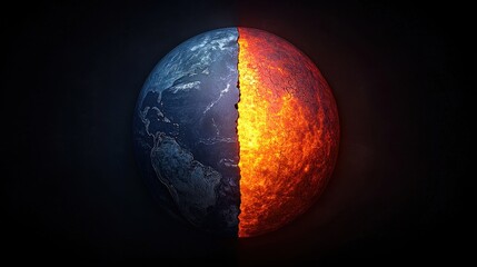 Earth and Inner Core Contrast Visualization of Planet Structure