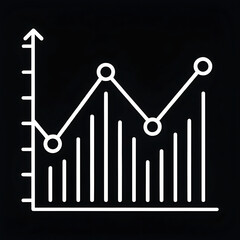 White line graph with bar chart overlay on black background