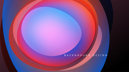 Abstract layers create vibrant circular design. Colors blend, forming dynamic visual effect against dark backdrop. Modern, flowing composition.