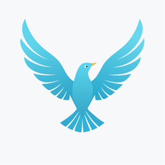 Obraz premium Elegant blue avian emblem depicting wings outstretched, symbolizing freedom and aspiration