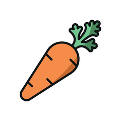 Carrot icon in color with line for farm, diet, and vegetable projects.