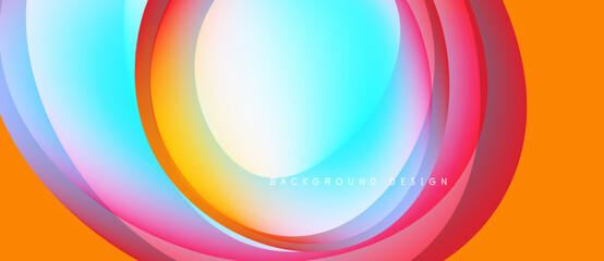 Abstract layers create vibrant circular design. Orange backdrop complements flowing color gradients, modern aesthetic.