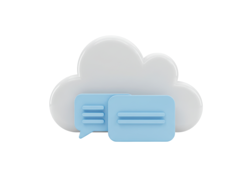Isolated Cloud computing with message icons for data storage and communication