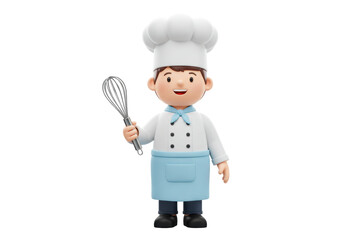 Isolated Chef with Whisk in Hand Smiling Wide Ready to Cook Up Some Delicious Food