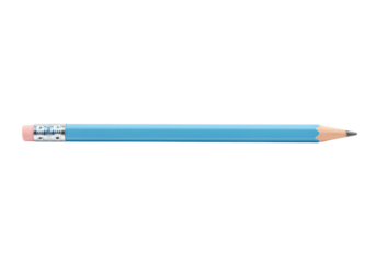 Isolated Light Blue Pencil Tool For Writing And Drawing Tasks In Studio Shot With No Background