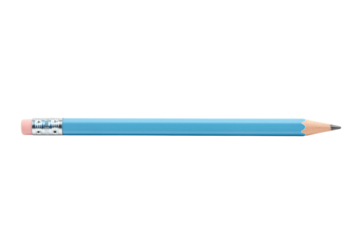 Isolated Light Blue Pencil Tool For Writing And Drawing Tasks In Studio Shot With No Background