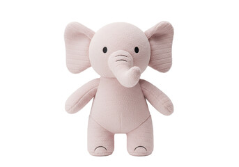 Isolated cute plush elephant toy for kids, baby shower or birthday gift on neutral tone