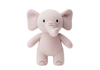 Isolated cute plush elephant toy for kids, baby shower or birthday gift on neutral tone