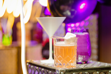 bright cocktails at the disco