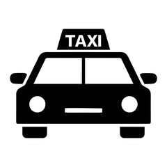 Taxi Cab Vector Icon – Black and White Public Transport Symbol for Urban Travel and Ride Hailing