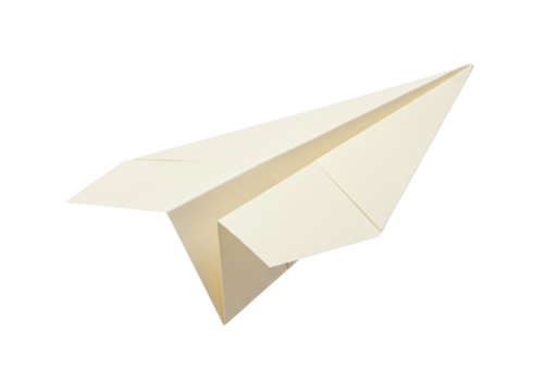 Isolated paper airplane soars, a reminder of creativity and possibilities in flight path ahead