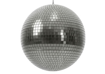 Isolated disco ball with mirrored tiles to reflect light for dance party ambiance