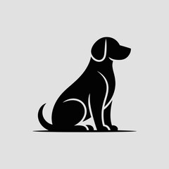 Black Dog Silhouette Vector Illustration Isolated on White Background