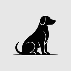 Black Dog Silhouette Vector Illustration Isolated on White Background