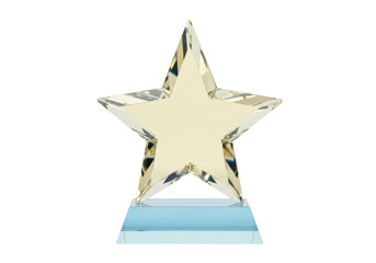 Isolated star award trophy is made of crystal glass, a recognition of success or achievement