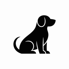 Black Dog Silhouette Vector Illustration Isolated on White Background
