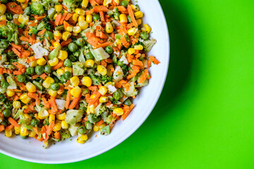 London UK, September 19 2025, Healthy Mixed Cooked Vegetables Food Ingredients