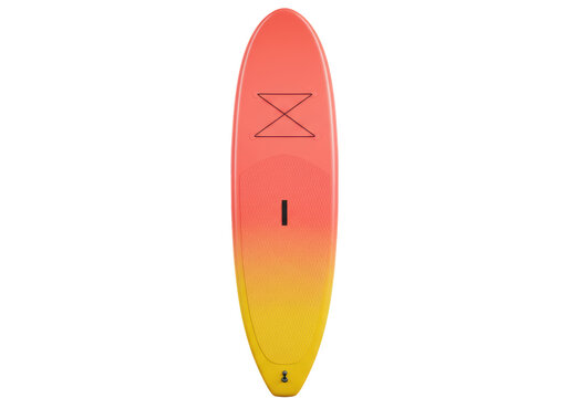 Isolated paddleboard standing upright modern design stylish colorful summer fun gear