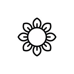 Simple Black Flower Icon Outline on White Background