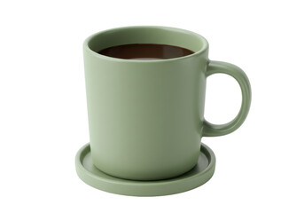 Isolated coffee in a green mug with matching coaster for a morning beverage